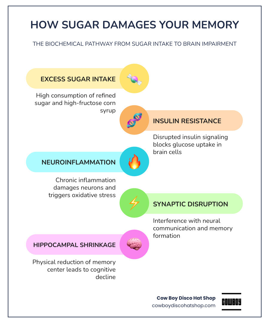 Biochemical pathway from sugar intake to hippocampal shrinkage and memory impairment infographic infographic Biochemical pathway from sugar intake to hippocampal shrinkage and memory impairment infographic infographic