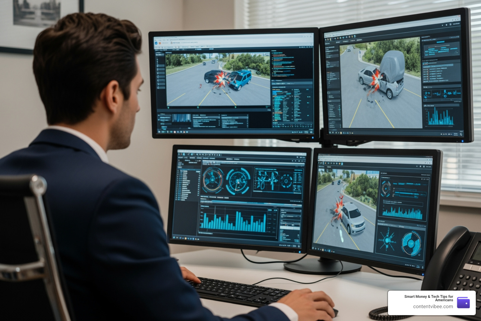 Attorney using advanced technology and digital simulations to review crash evidence