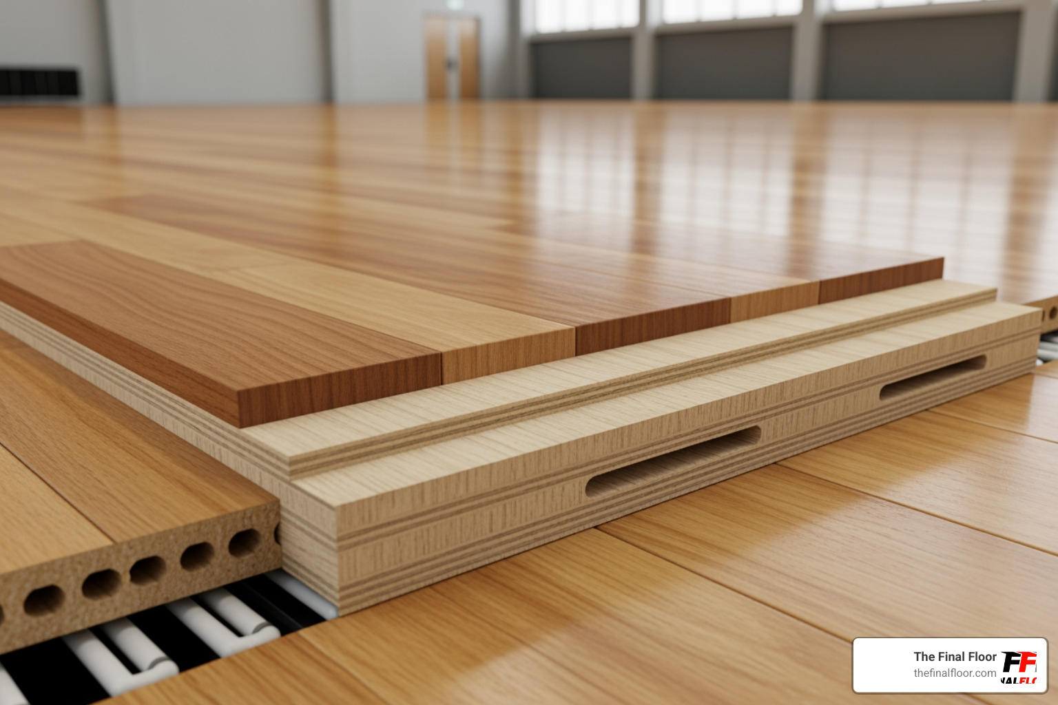 multi-layer wood construction showing cross-ply stability for athletic facilities multi-layer wood construction showing cross-ply stability for athletic facilities