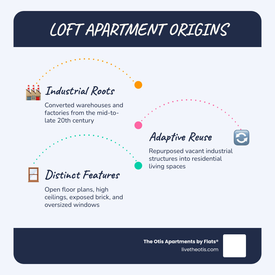 Infographic showing loft apartment history, key cities, defining features, and what renters should look for infographic Infographic showing loft apartment history, key cities, defining features, and what renters should look for infographic