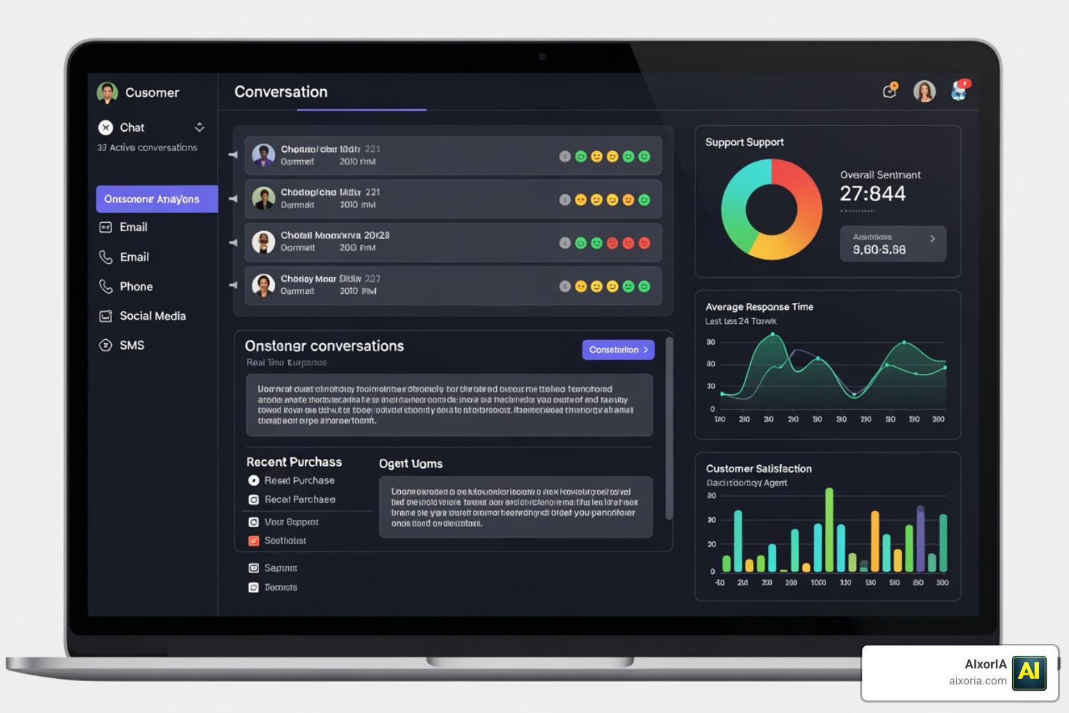 Omnichannel dashboard showcasing real-time customer sentiment analysis