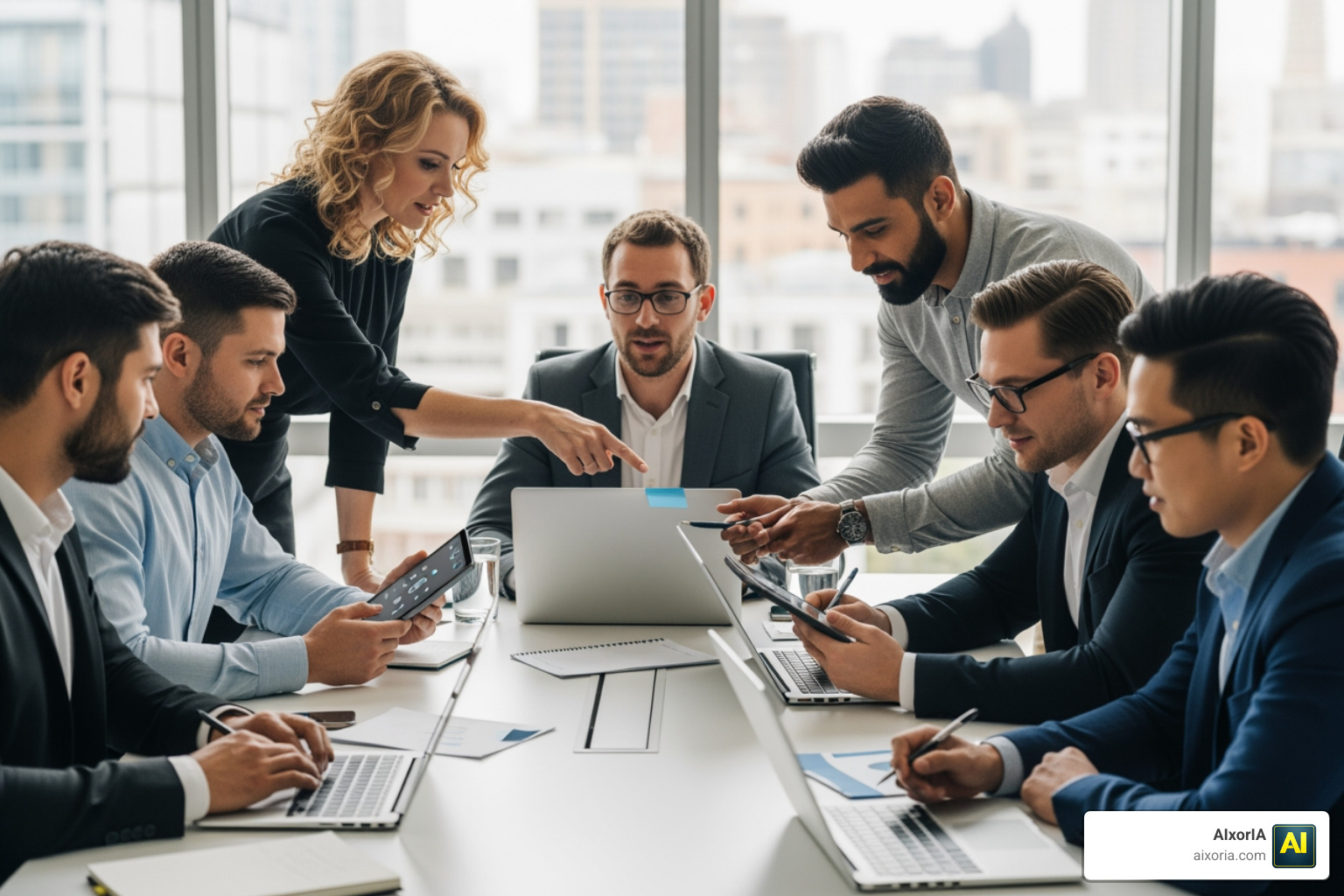 business team using AI tools in the workplace