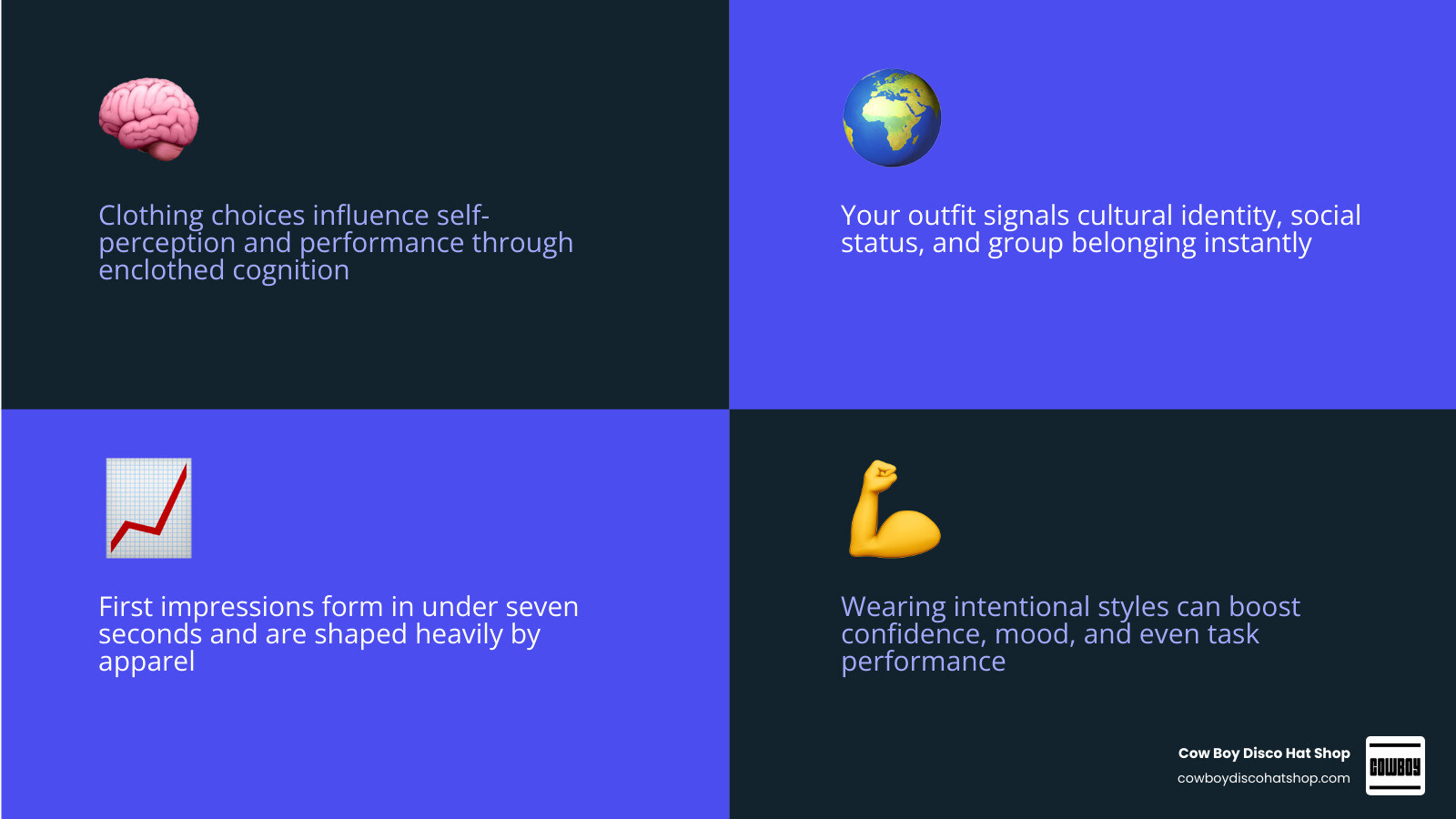 Infographic showing how clothing choices connect to personal identity, culture, psychology, and social signaling infographic