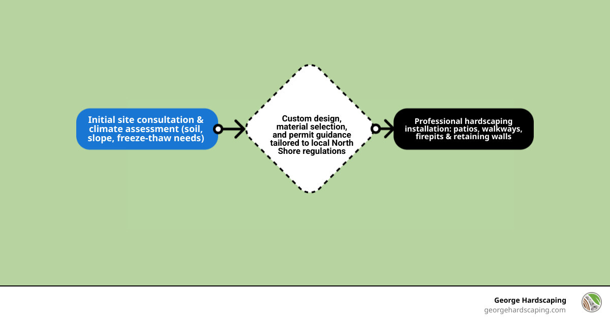 Backyard design to build workflow infographic for Essex County MA homeowners infographic