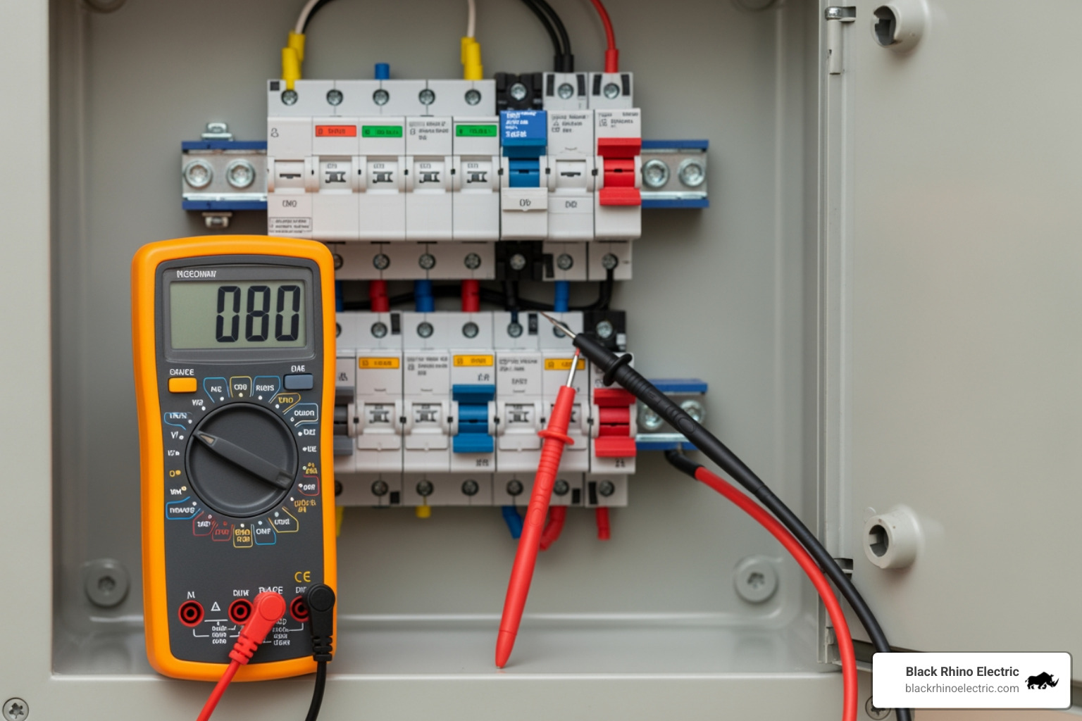 digital multimeter testing panel voltage