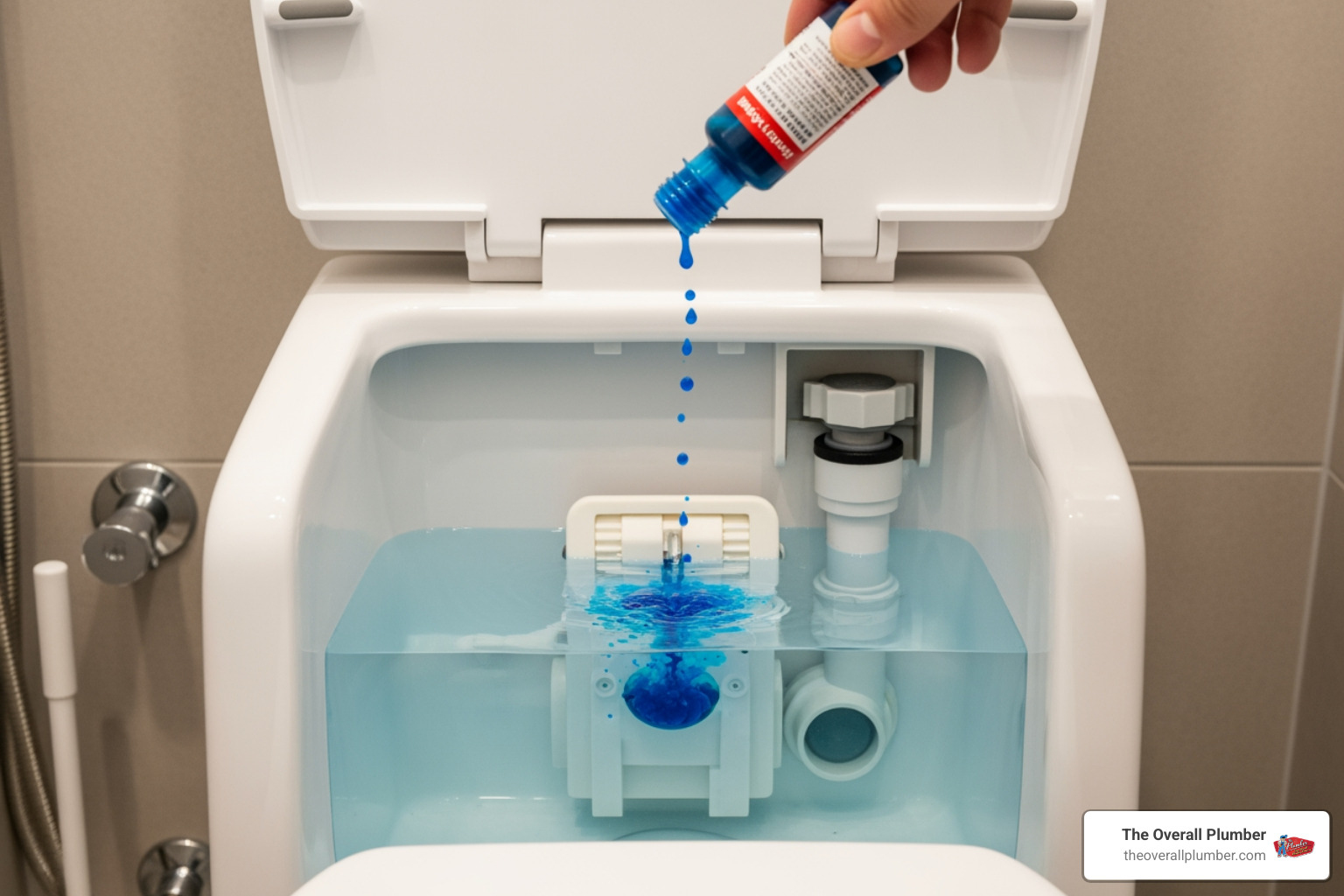 Food coloring test in toilet tank Food coloring test in toilet tank