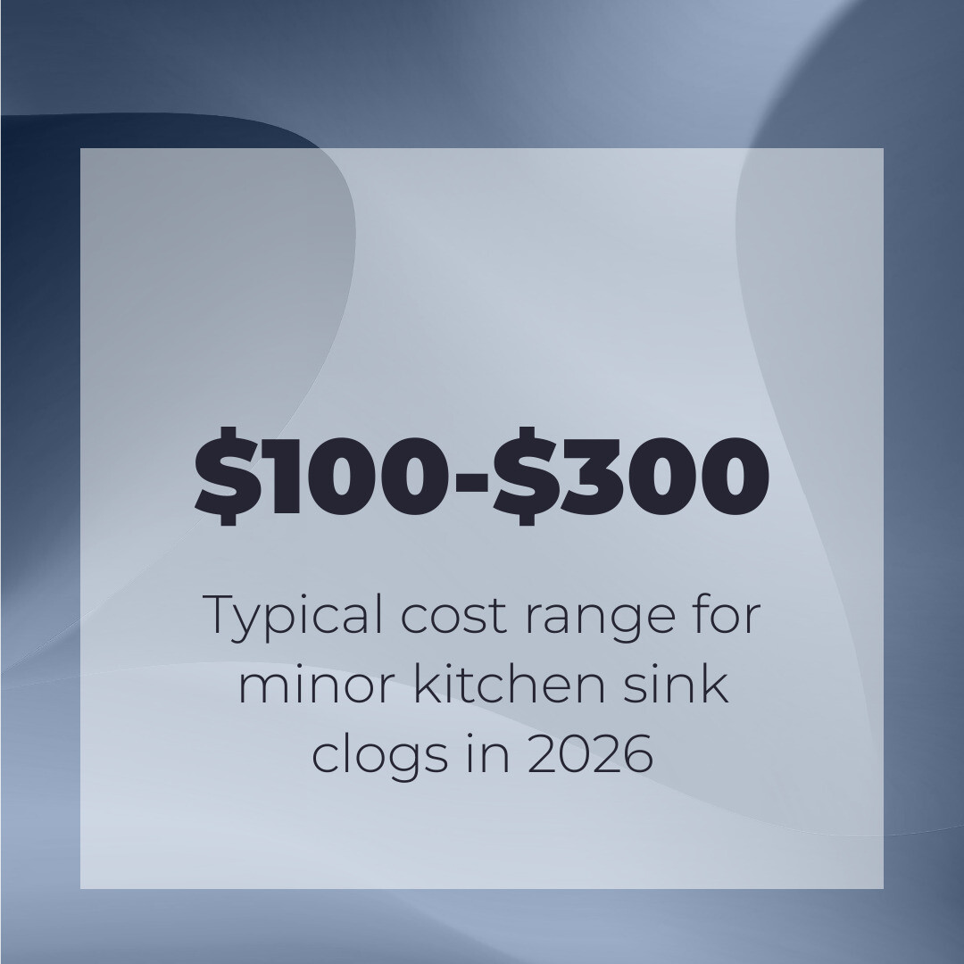 infographic showing kitchen sink clog formation stages and typical cost ranges by service type infographic