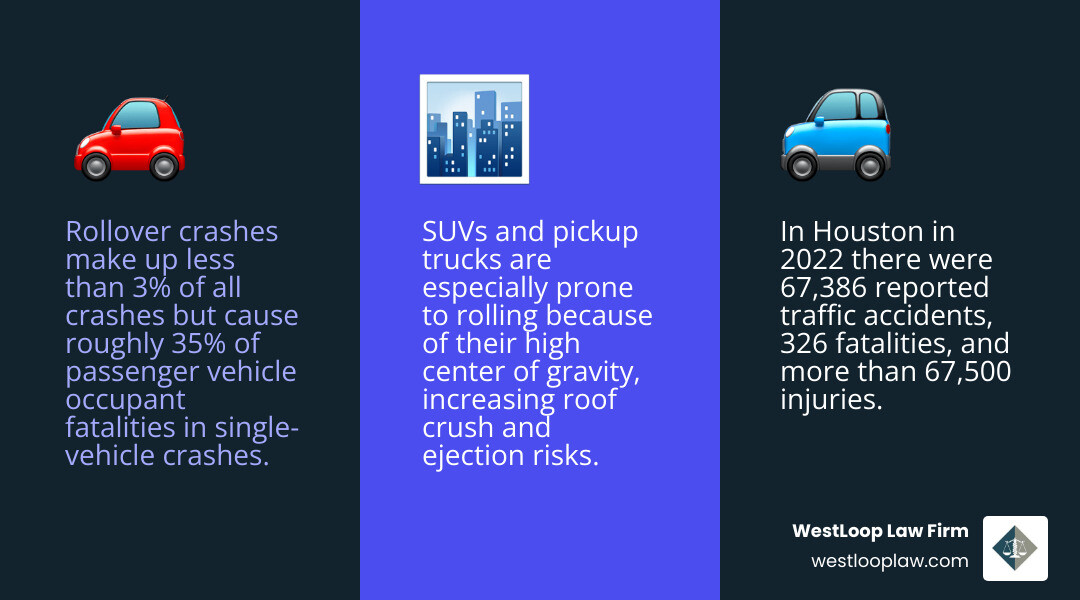 Rollover accident statistics infographic: 35% of fatalities, SUV risk, Houston crash data 2022 infographic Rollover accident statistics infographic: 35% of fatalities, SUV risk, Houston crash data 2022 infographic