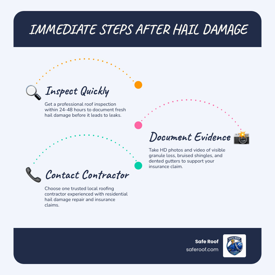 Immediate steps to take after a hailstorm infographic infographic