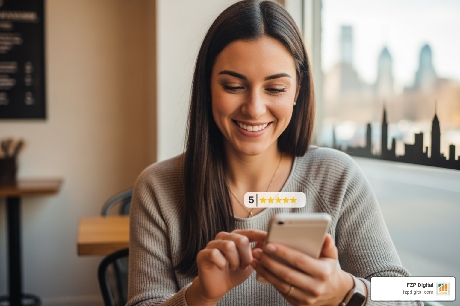 Customer leaving a 5-star review on a smartphone, showcasing the power of review generation services. Customer leaving a 5-star review on a smartphone, showcasing the power of review generation services.