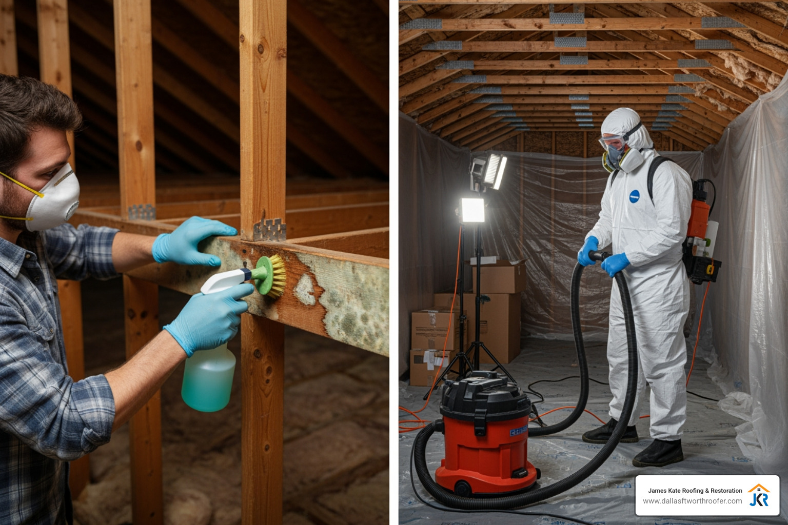 Comparison diagram of DIY vs Professional attic mold removal scope Comparison diagram of DIY vs Professional attic mold removal scope