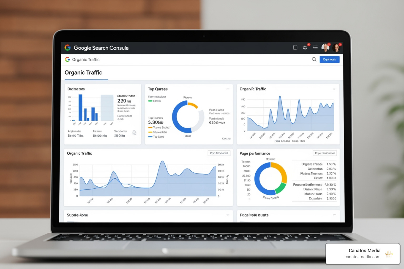 Google Search Console dashboard displaying organic traffic performance