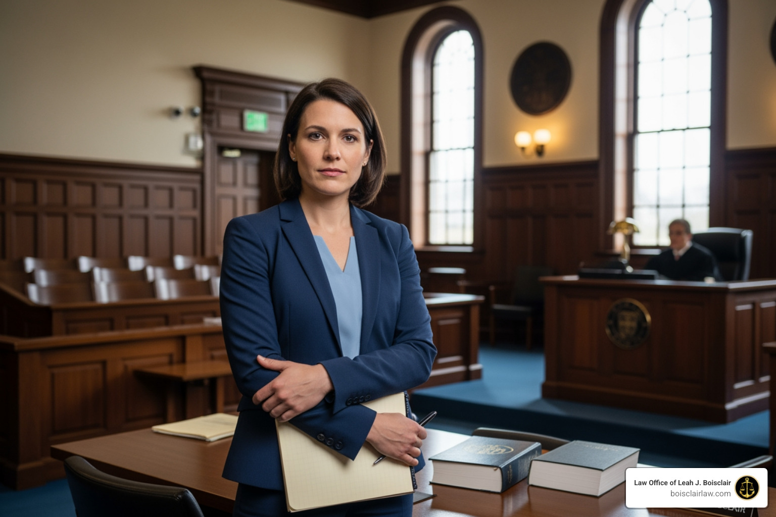 defense attorney in a Rhode Island courtroom
