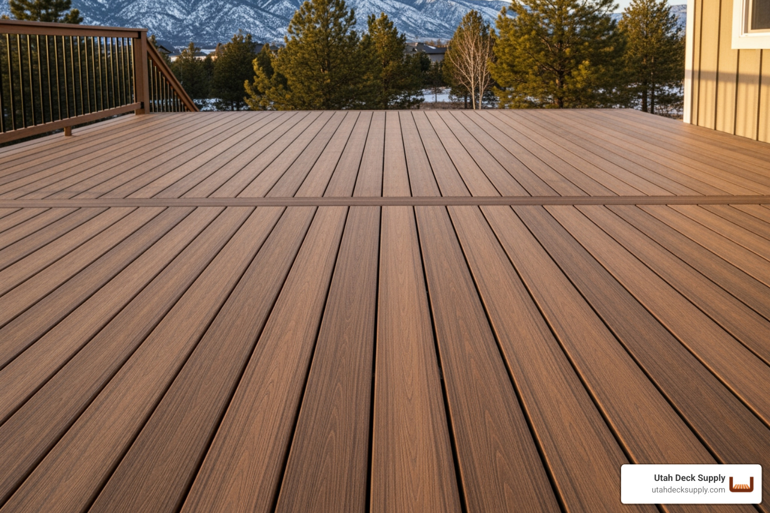 Trex Select grooved edge vs square edge profile comparison, morning light Trex Select grooved edge vs square edge profile comparison, morning light