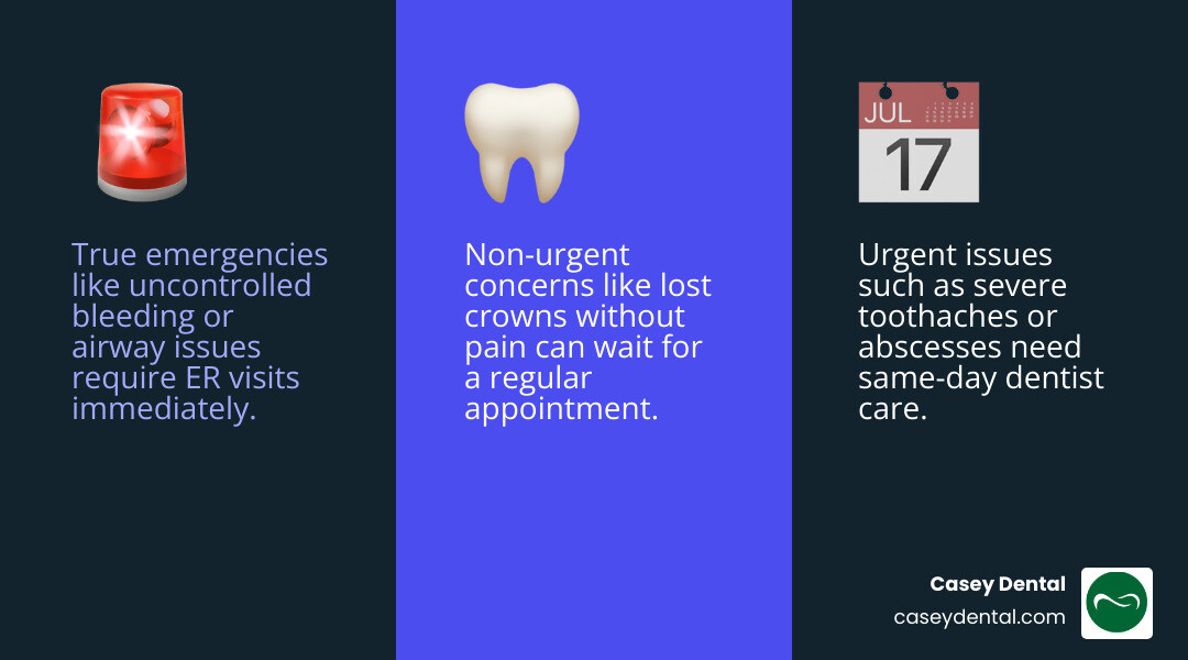 infographic showing dental emergency urgency levels from routine to life-threatening infographic