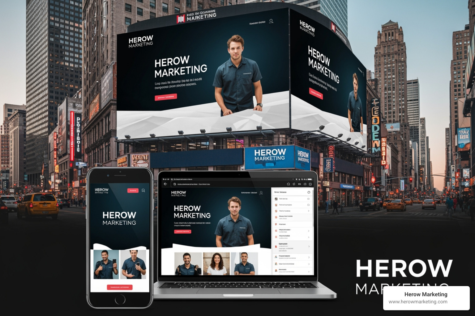 A cohesive multi-channel marketing campaign demonstrating brand consistency across devices