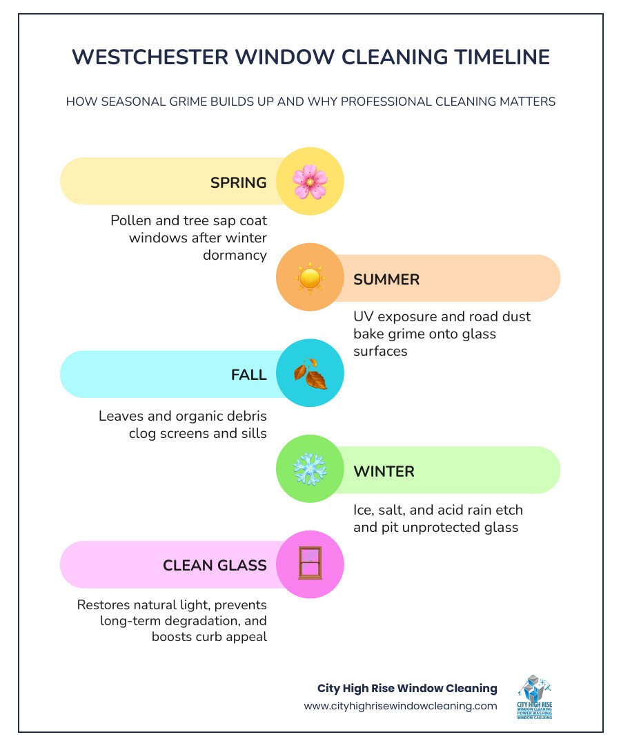 Benefits of clean windows in Westchester infographic showing frequency, services, and what to look for in a provider Benefits of clean windows in Westchester infographic showing frequency, services, and what to look for in a provider