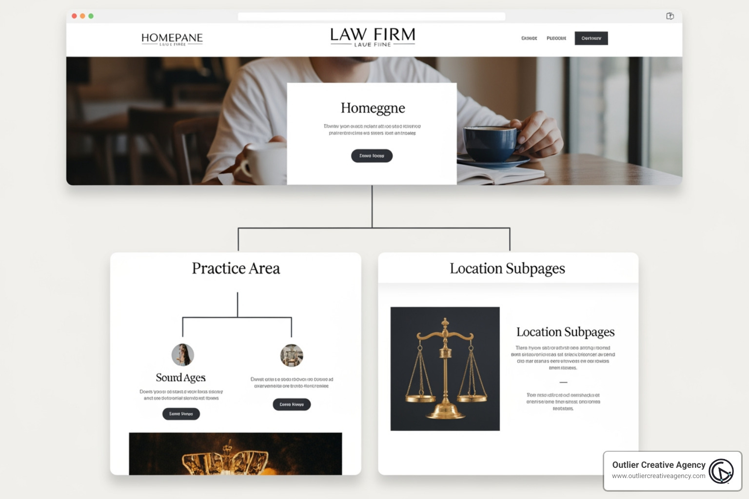 Keyword mapping structure for a law firm website hierarchy