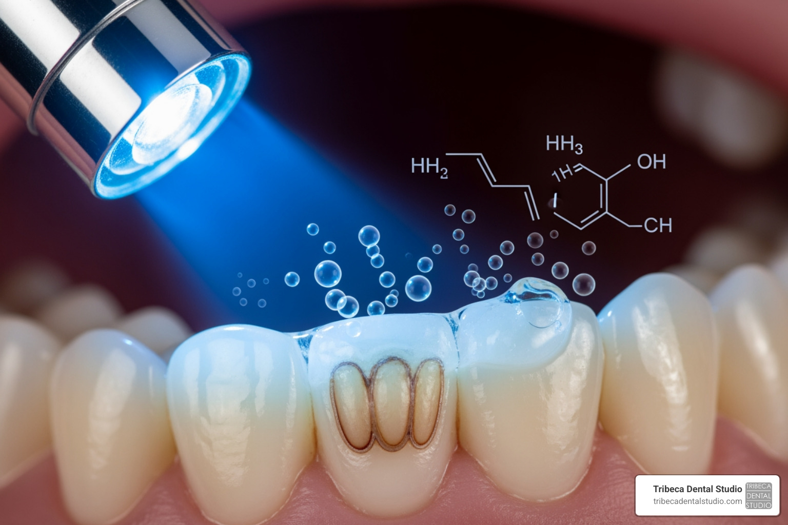 LED light activation process on tooth enamel LED light activation process on tooth enamel