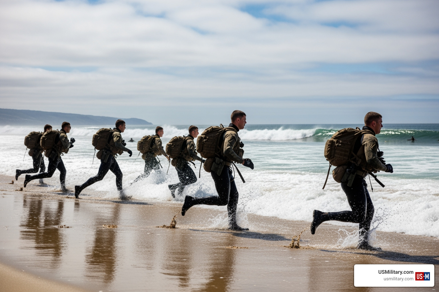 Navy SEALs in BUD/S training on the beach Navy SEALs in BUD/S training on the beach