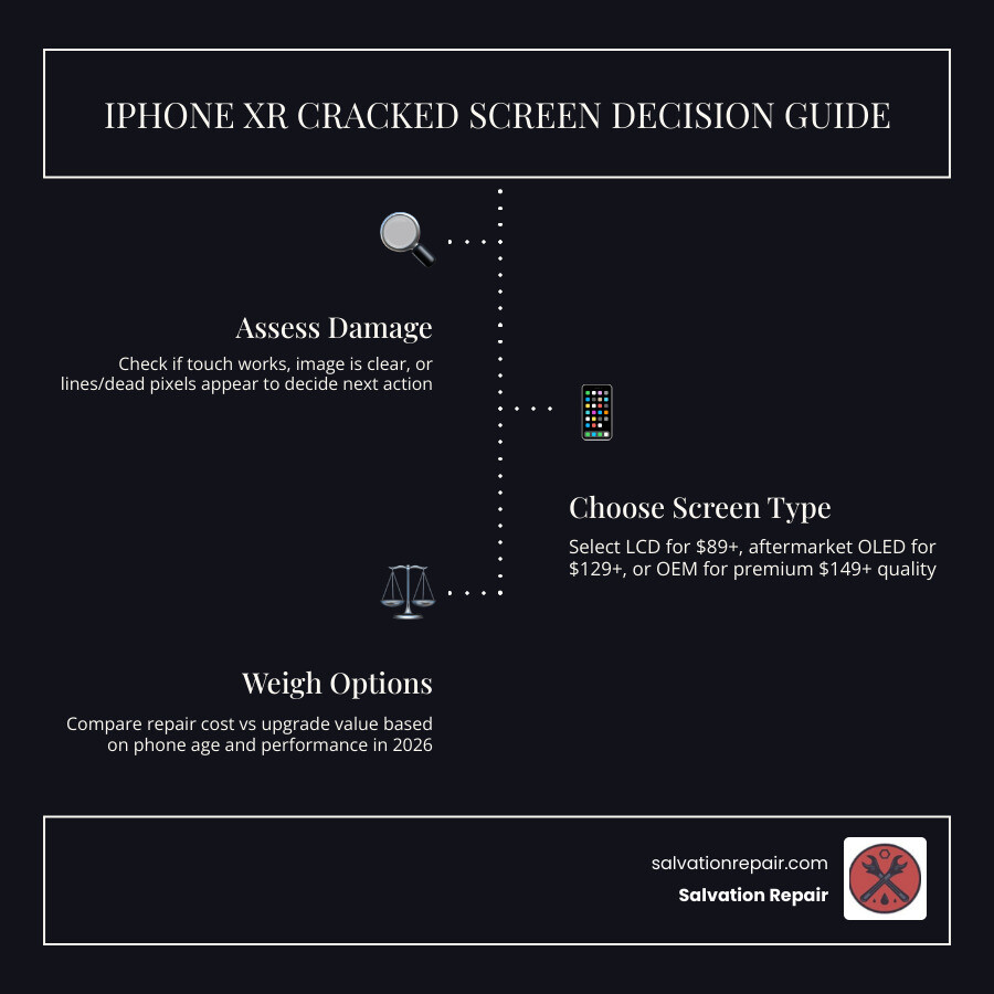 iPhone XR cracked screen repair vs replacement decision infographic infographic iPhone XR cracked screen repair vs replacement decision infographic infographic