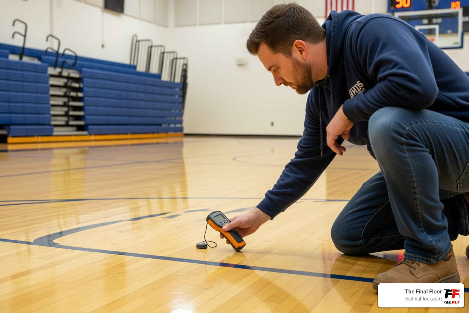 moisture testing on an institutional wood floor moisture testing on an institutional wood floor