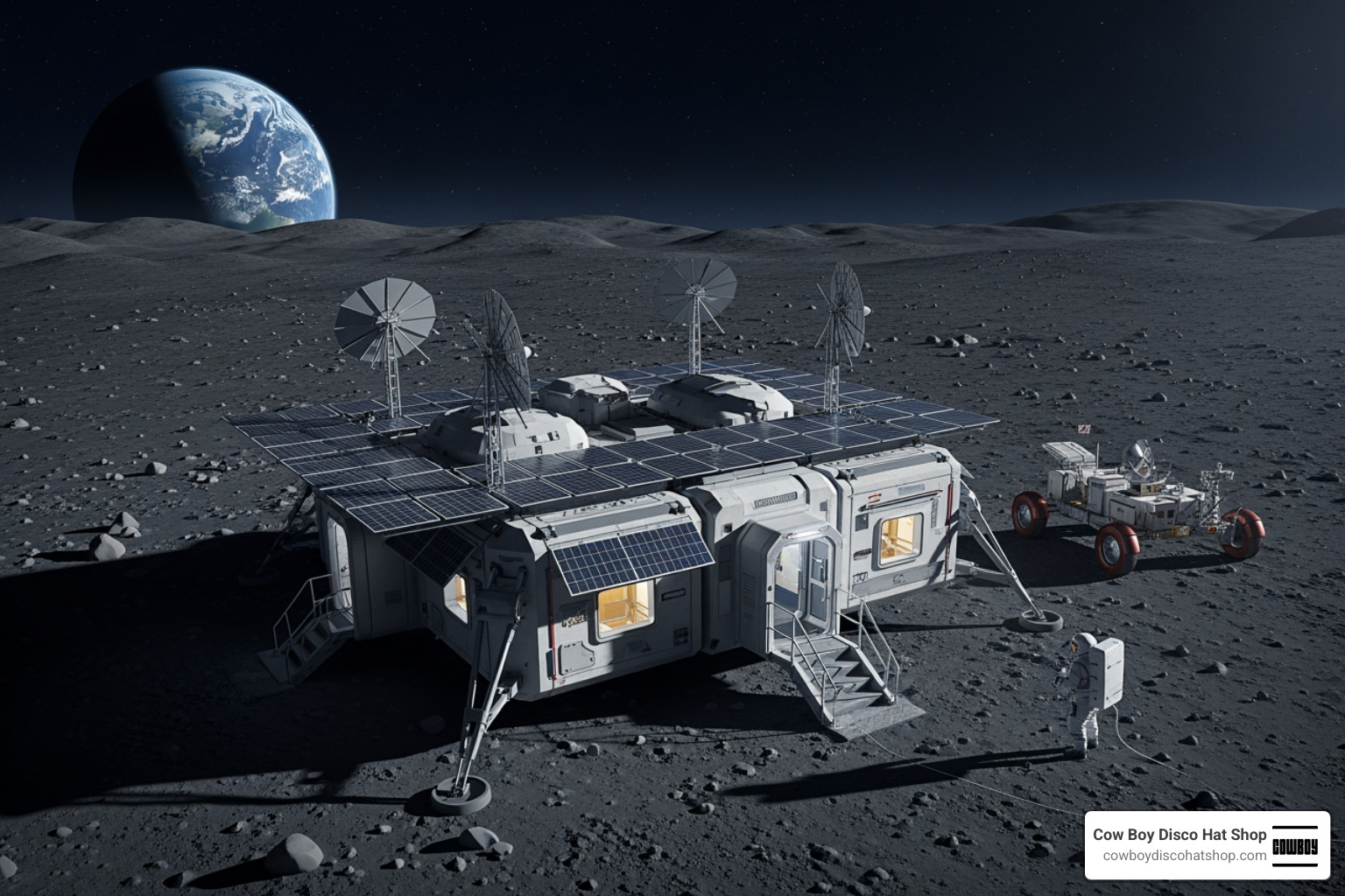 Concept art of a lunar habitat module on the Moon