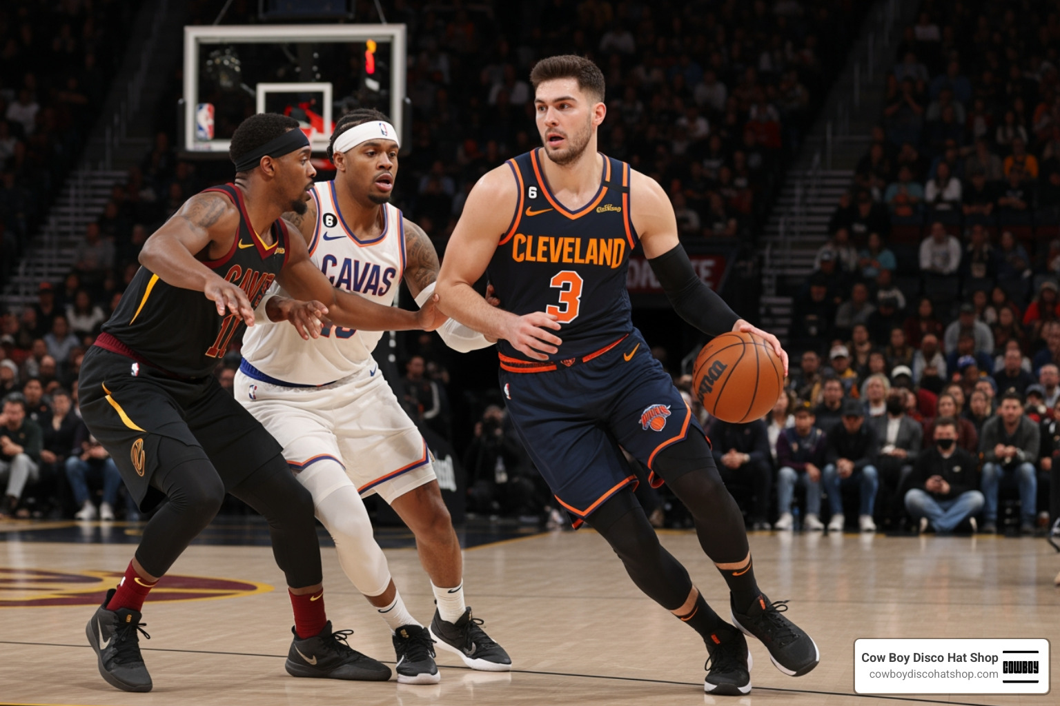 Jalen Brunson driving past Cavaliers defenders in Eastern Conference Finals Jalen Brunson driving past Cavaliers defenders in Eastern Conference Finals