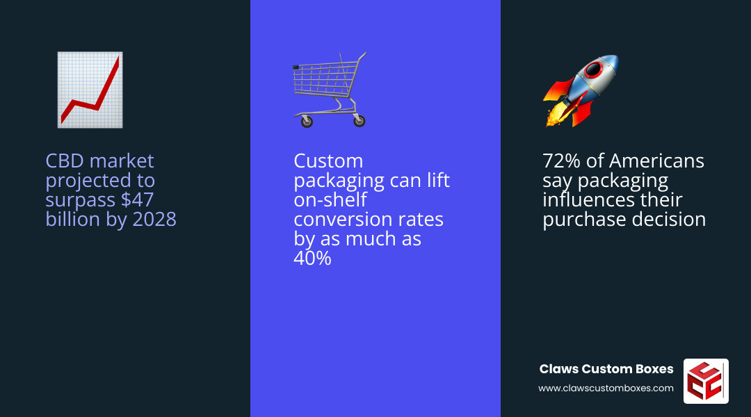 Infographic showing how custom CBD packaging impacts retail sales conversion, brand recognition, and consumer trust Infographic showing how custom CBD packaging impacts retail sales conversion, brand recognition, and consumer trust