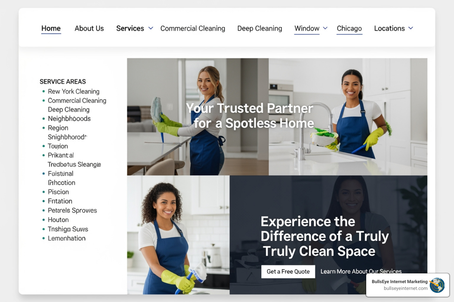 Cleaning business website mockup showcasing professional cleaning services and local SEO strategies.