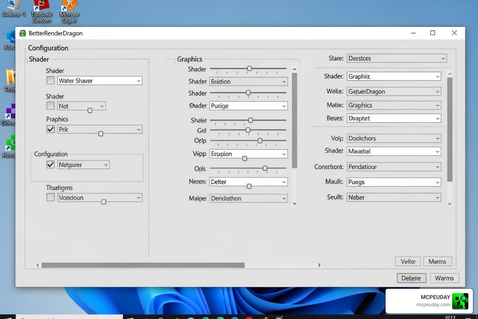 Screenshot of BetterRenderDragon configuration menu on Windows 10/11 Screenshot of BetterRenderDragon configuration menu on Windows 10/11