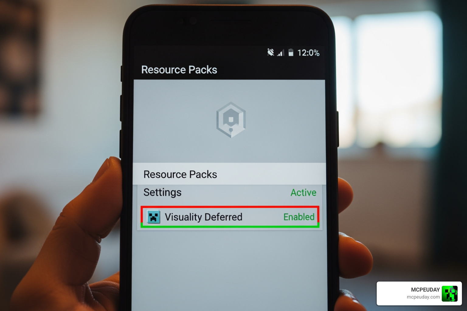 Minecraft Bedrock settings screen showing active resource packs Minecraft Bedrock settings screen showing active resource packs