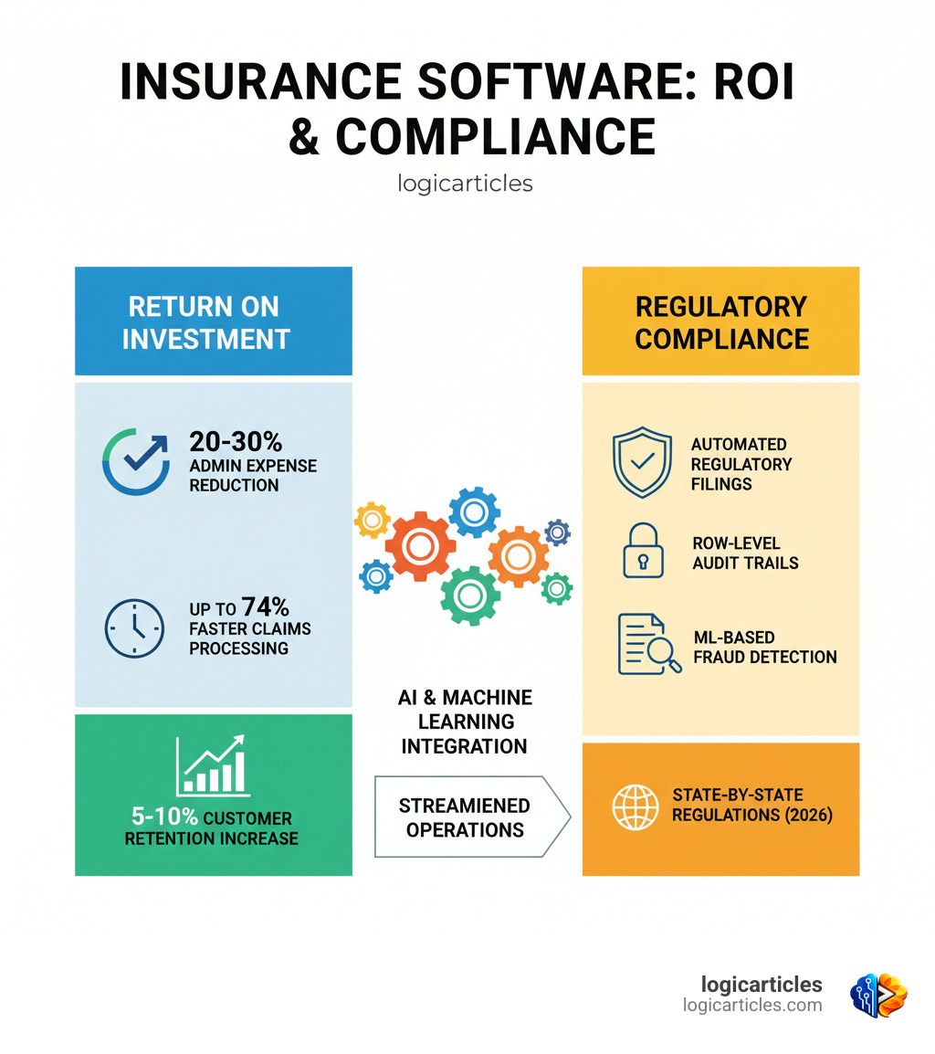 insurance software ROI and compliance statistics infographic