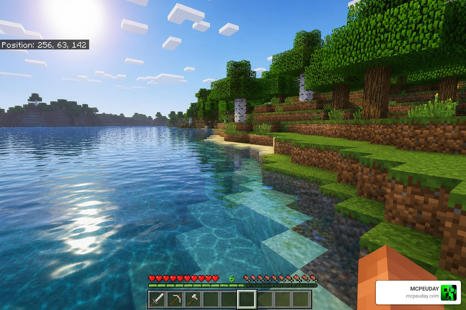Crystal-clear blue water in Minecraft Bedrock using Luca Visual Shader Crystal-clear blue water in Minecraft Bedrock using Luca Visual Shader