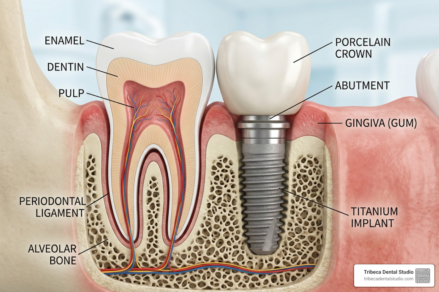 Dental implant structure titanium post and crown Dental implant structure titanium post and crown