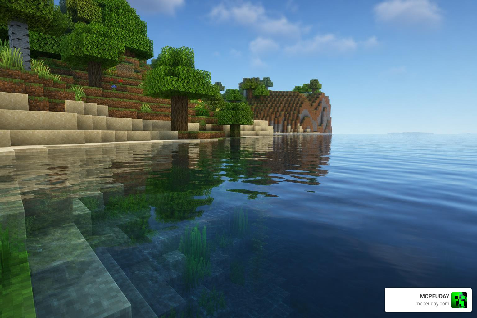 Wandrer's Visual Pack water reflections in Minecraft Bedrock Wandrer's Visual Pack water reflections in Minecraft Bedrock