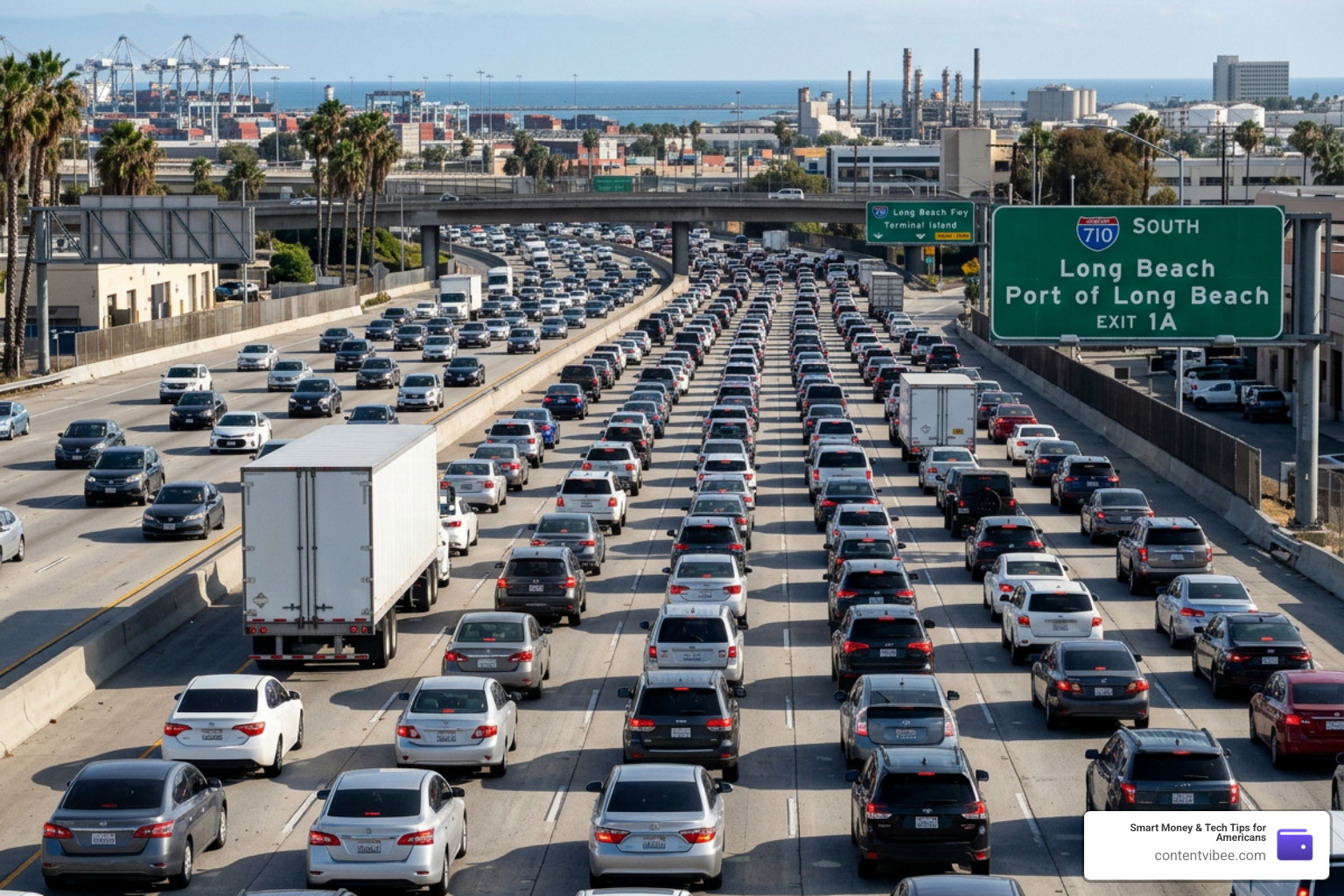 traffic congestion on Interstate 710 in Long Beach California