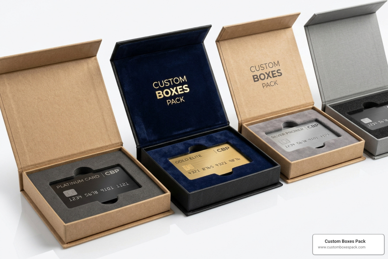 Premium rigid and kraft credit card boxes with custom inserts Premium rigid and kraft credit card boxes with custom inserts