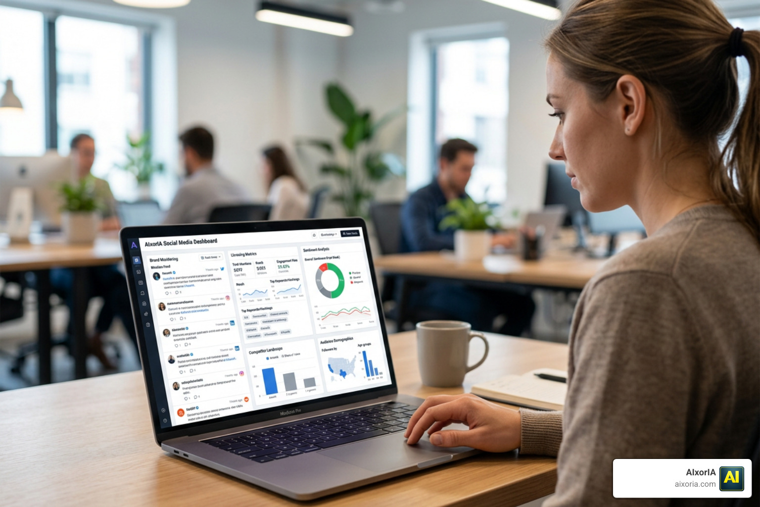 Social media management dashboard with listening and brand monitoring