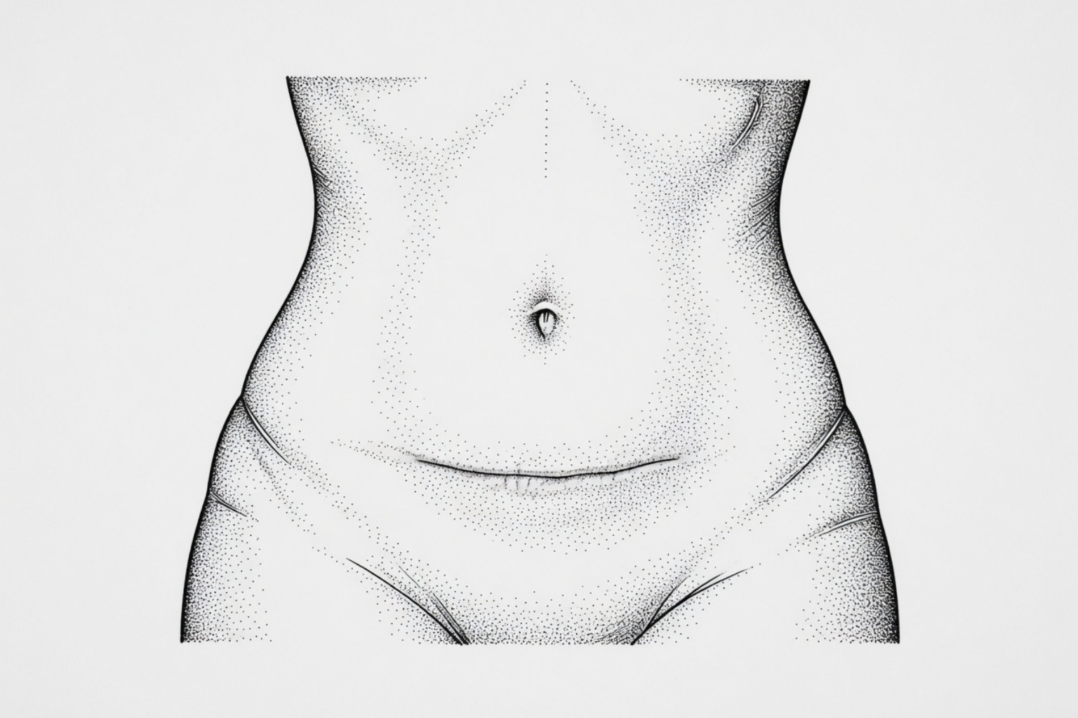Before and after comparison of C-section scar revision showing improved abdominal scar appearance