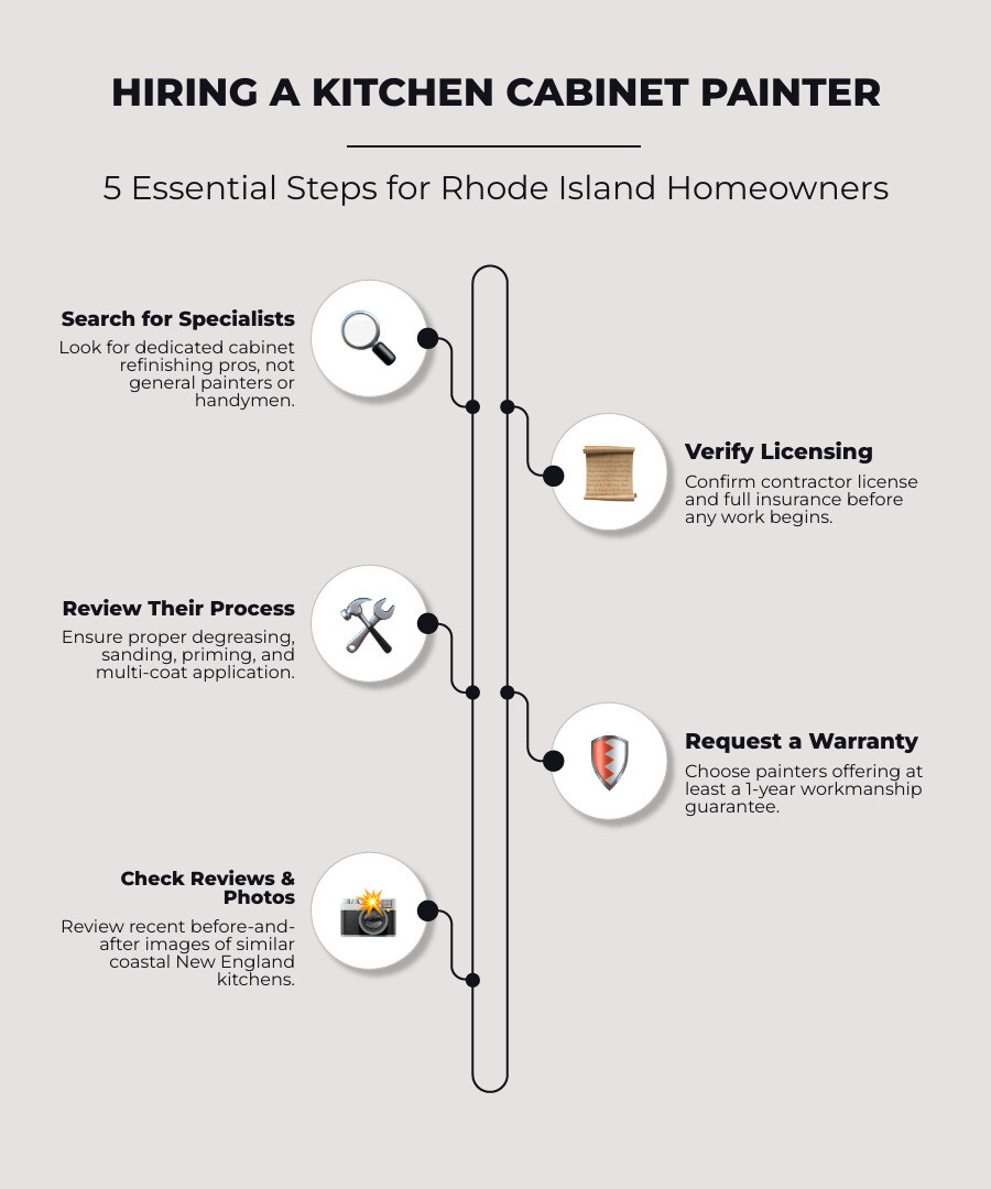 Infographic: 5-step guide to hiring a kitchen cabinet painter near you with key vetting criteria infographic