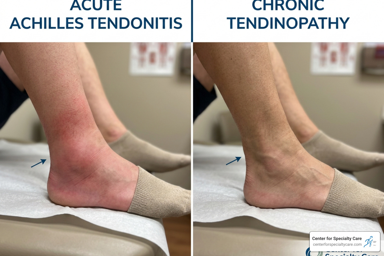 swollen ankle and acute tendonitis vs chronic tendinopathy