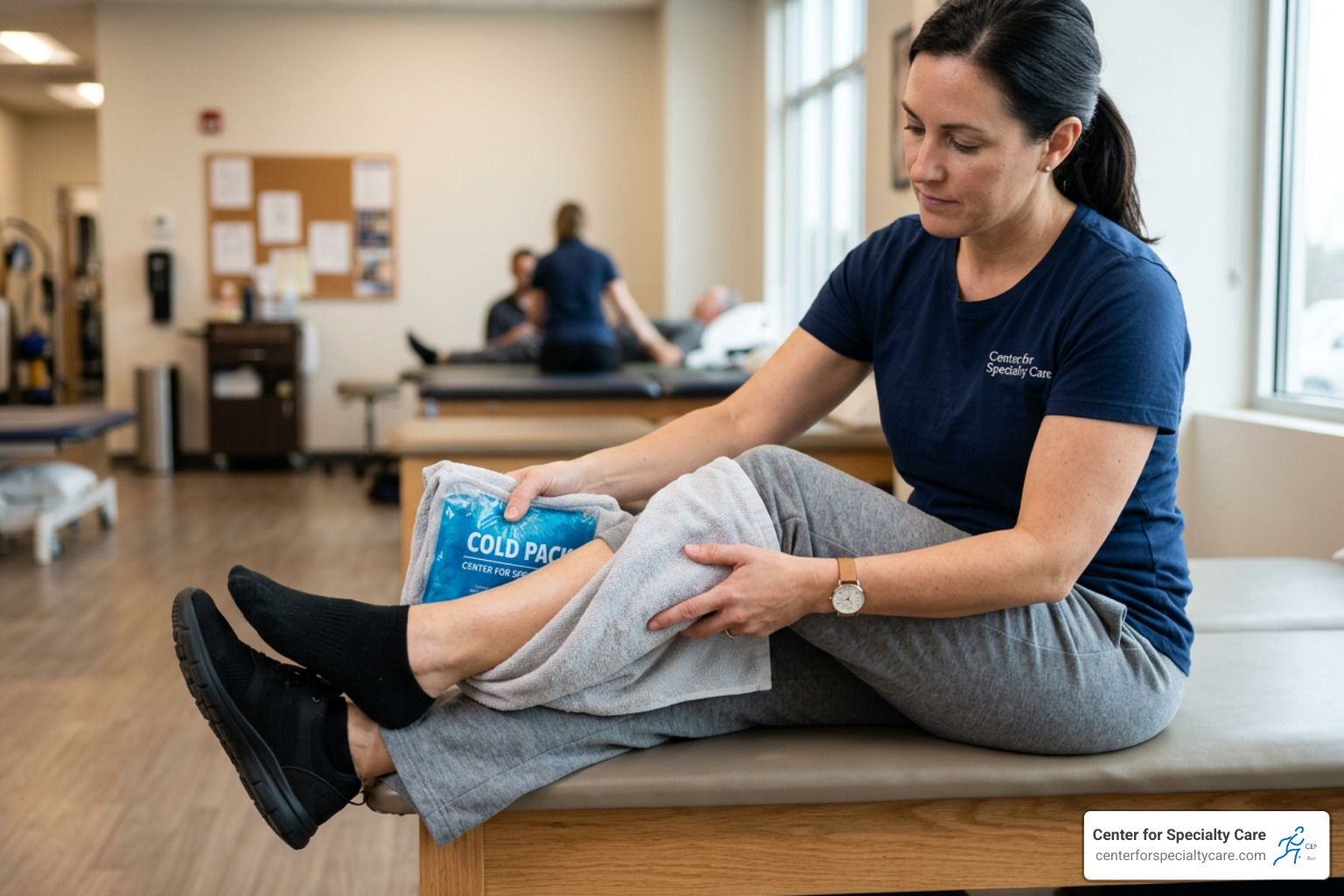 safe application of ice pack to the Achilles tendon