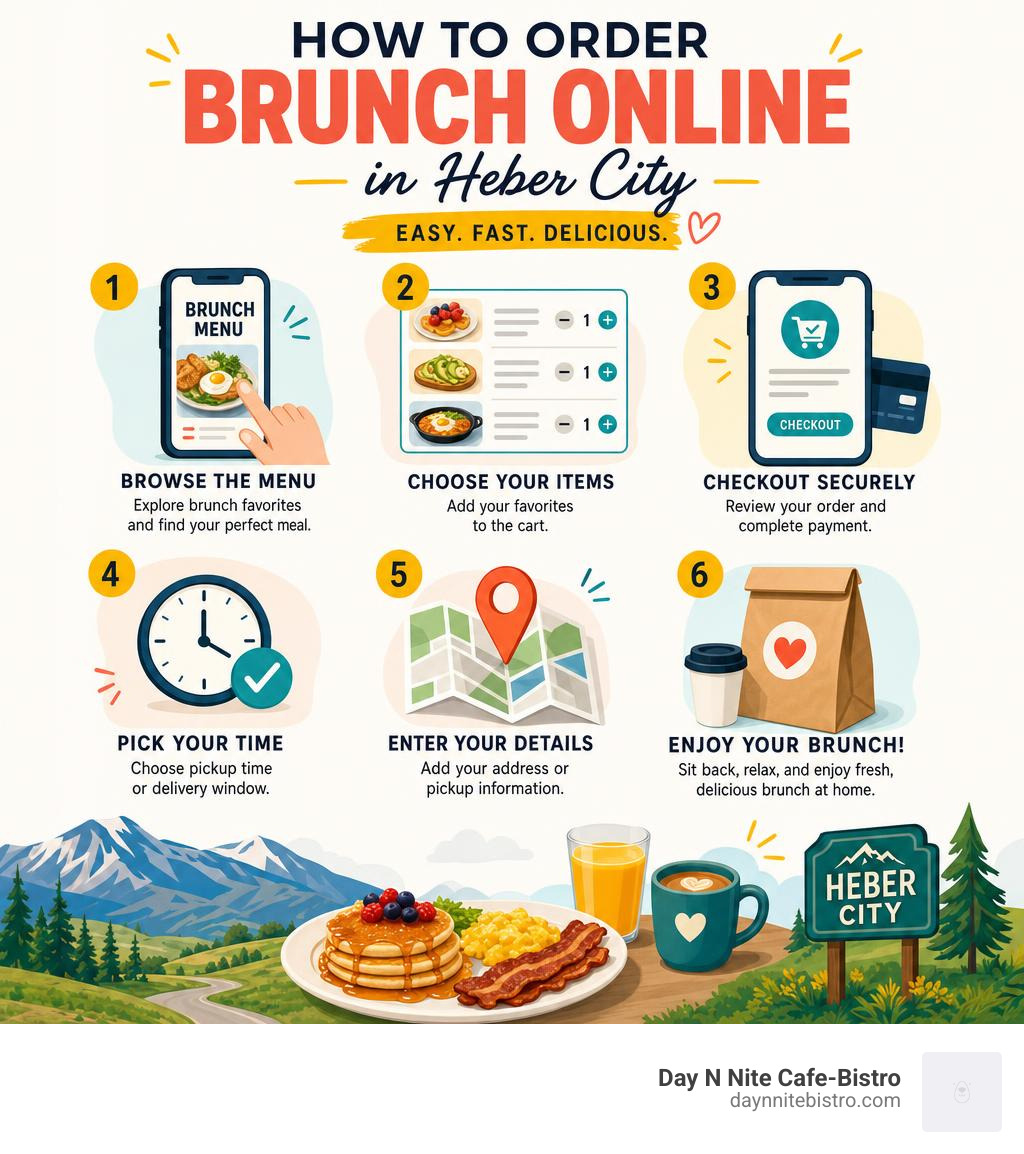 How to order brunch online in Heber City step-by-step infographic infographic