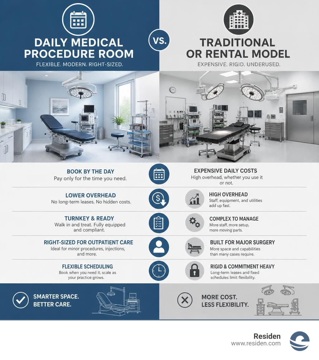 daily medical procedure room vs traditional OR rental model infographic infographic daily medical procedure room vs traditional OR rental model infographic infographic