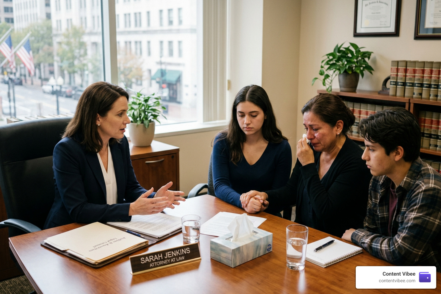 legal consultation between a family and a lawyer