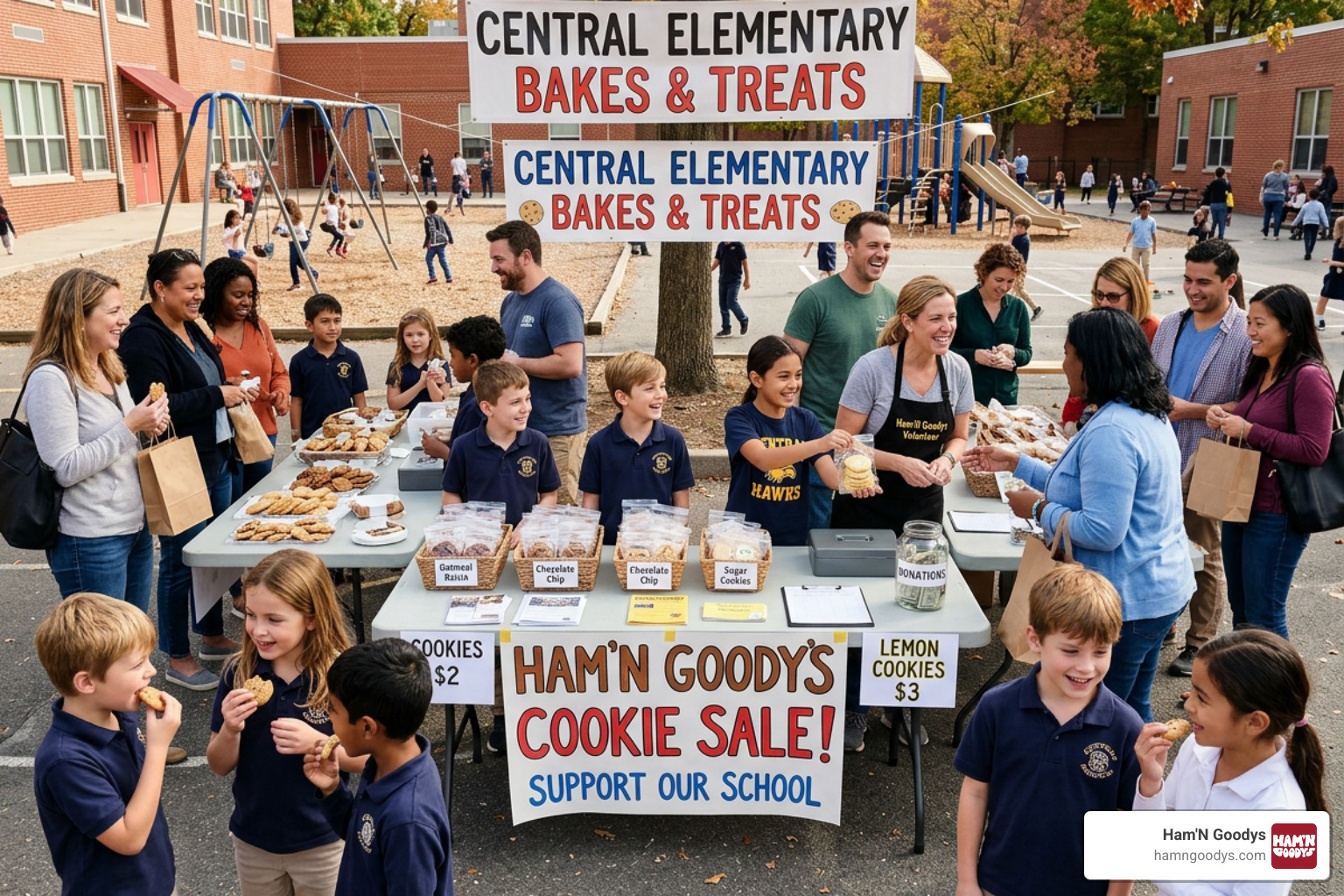 school fundraising event happy students parent volunteers school fundraising event happy students parent volunteers