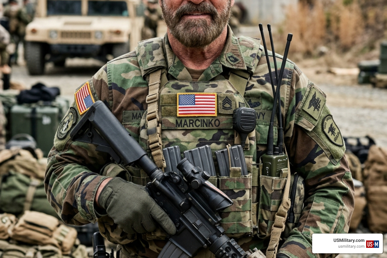 Richard Marcinko, the founding commander of SEAL Team Six, in military gear