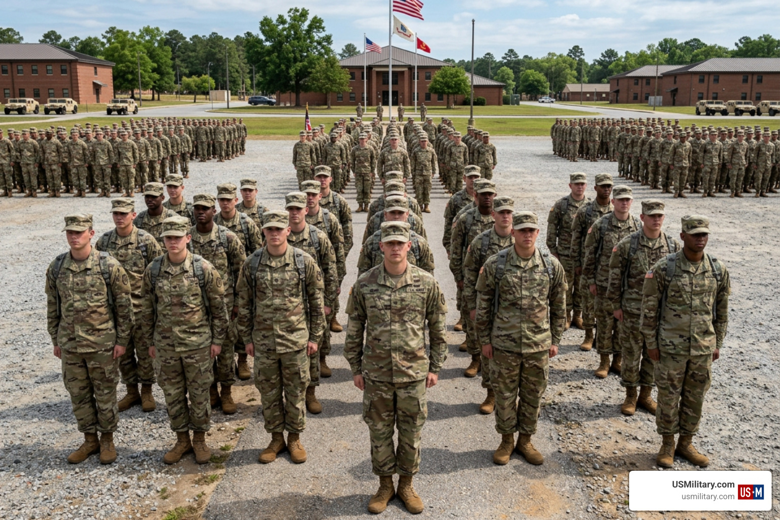 Army Basic Training recruits in formation Army Basic Training recruits in formation
