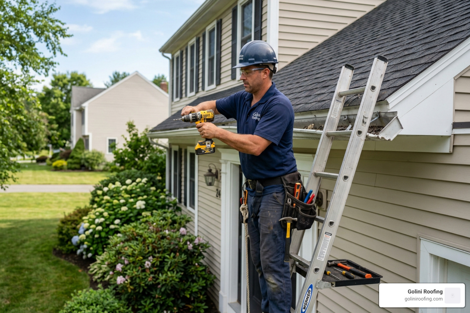sagging gutters being repaired on a local home sagging gutters being repaired on a local home